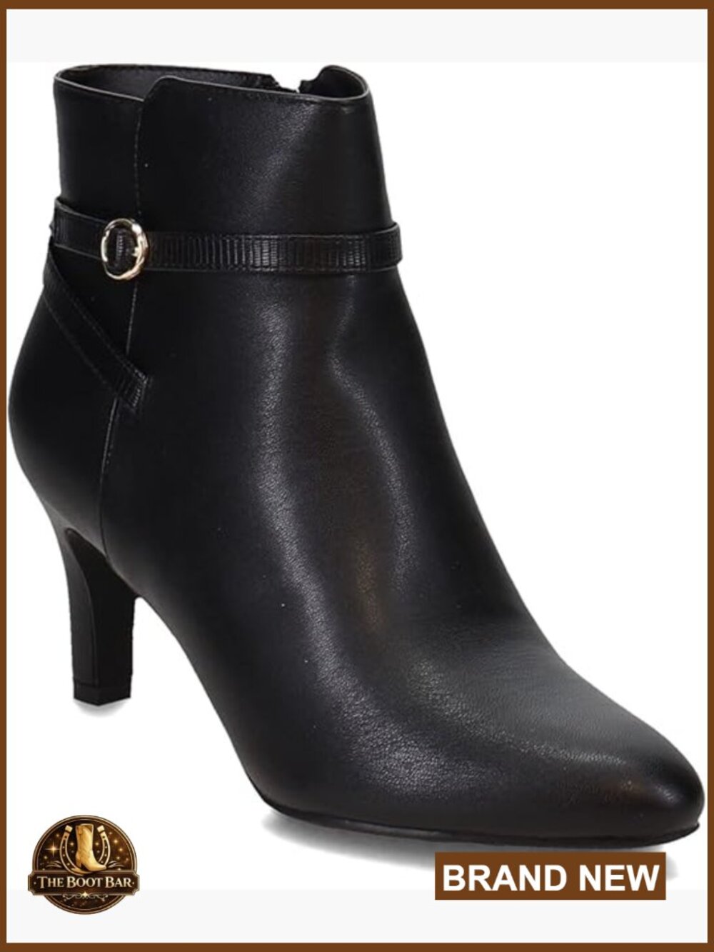 Ankle Bootie with Zip, Faux Leather, Stiletto Heel, Supportive Comfort